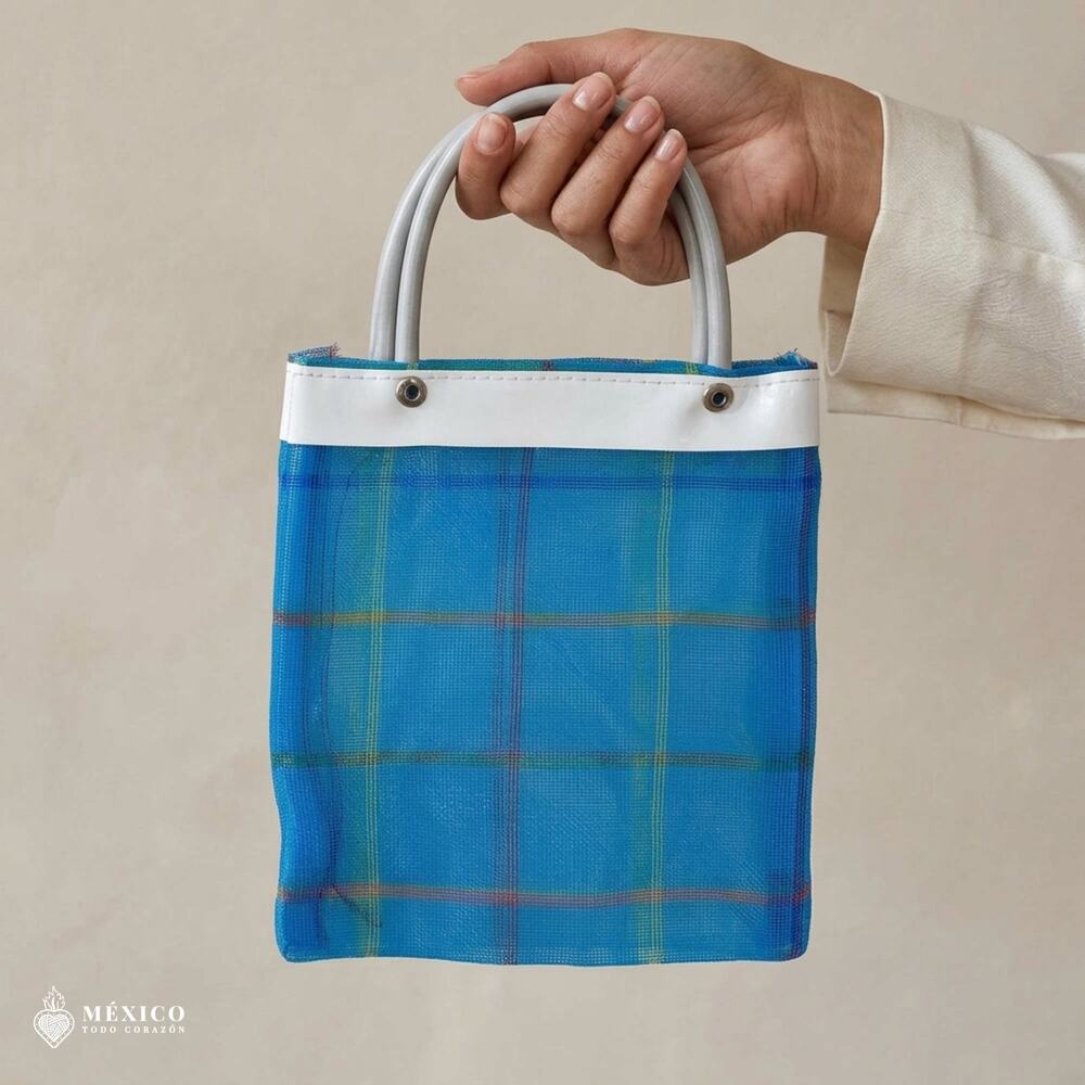 Mini Mexican Market Bag – Reusable Plastic Tote, Traditional Handcrafted Style